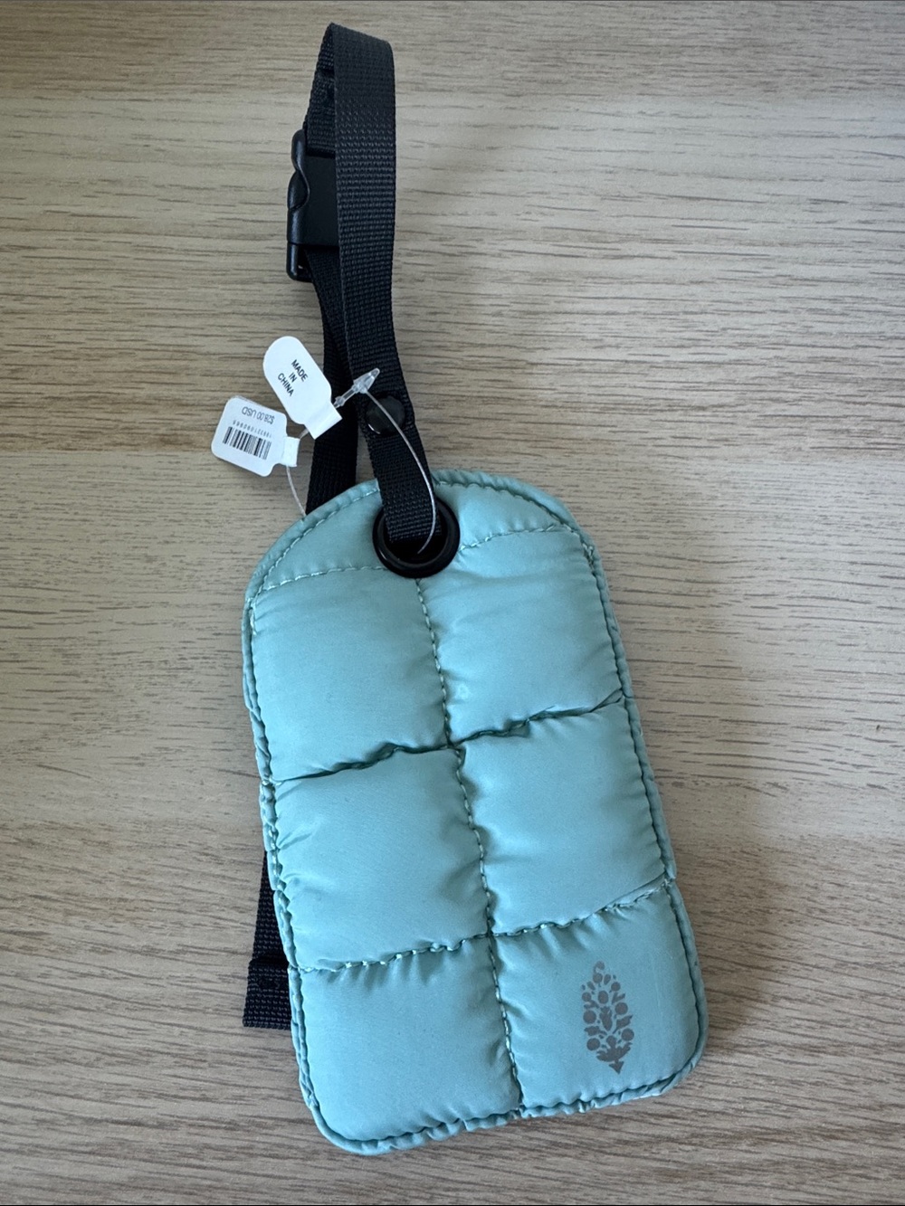 Free People Blue On The Move Quilted Luggage Tag Vacation Travel ID NWT